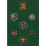 UK GB 1975 Proof coin set, mounted in a plastic display case, with a protective outer case. The