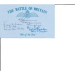 Battle of Britain pilots G Brown 213 sqn, F Carey 1. sqn, A Ingle 605 sqn signed Blue card with