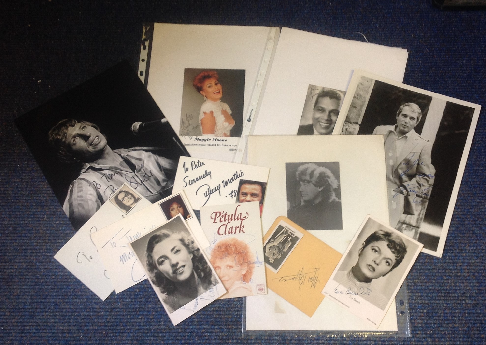 Music signed collection. 11 items. Assorted sized photos and signature pieces. Some of signatures