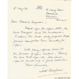 Battle of Britain J M Derbyshire 236 sqn WW2 RAF handwritten letter to BOB historian Ted Sergison.