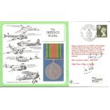 Rod Learoyd VC and Pilot Sqn Ldr J Wild signed The Defence Medal cover RAFDM18. 18p GB QEII stamp.