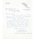 Grp Capt C Verity OBE handwritten letter regarding the Dambusters Association to WW2 book author