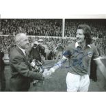 Football Autographed Frank Worthington Photo, A Superb Image Depicting Liverpool Manager Bill