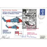 Erich Hartmann, and ? Signed Royal Navy International Search & Rescue Team Flown cover. 3p GB QEII