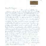 Battle of Britain Bill Green 56 sqn WW2 RAF handwritten letter 1985 with good content regarding