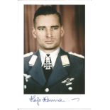 Hajo Herrmann KC Luftwaffe Pilot signed 6x4 colour portrait photo. Good Condition. All signed pieces