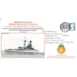Able Seaman Frederick Jim Hutchinson MID Gunlayer, Diver, HMS Resolution 1938 1941 signed HMS