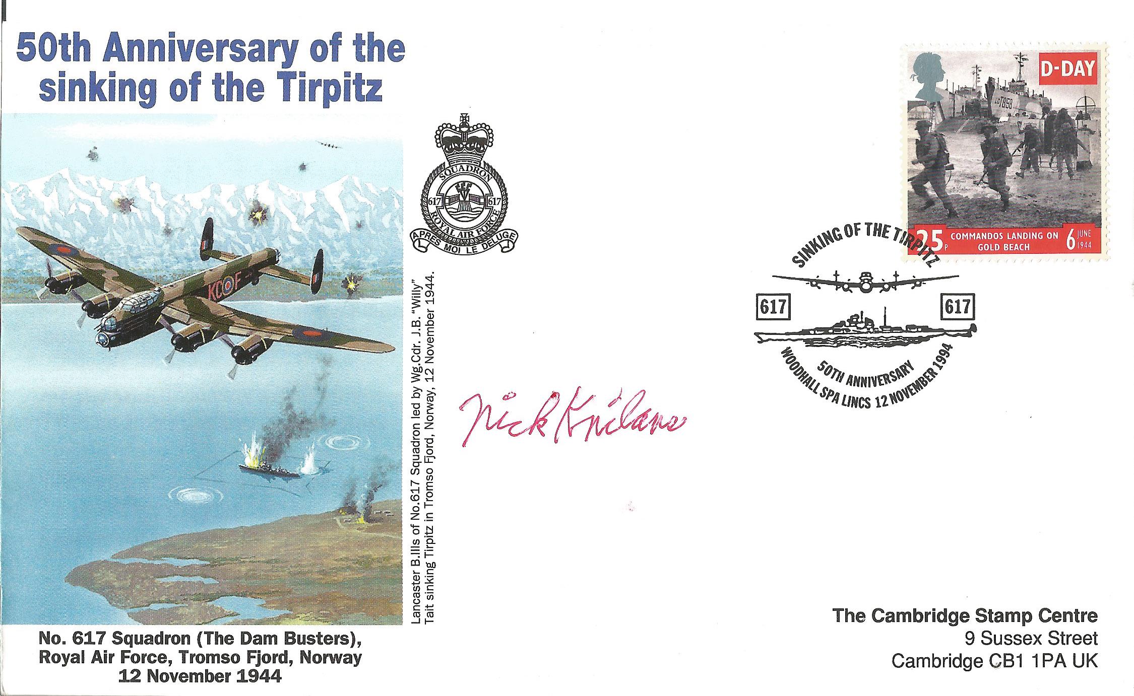 Major H. C. Nick Knilans DSO, DFC Pilot, Tirpitz Raid signed 50th Anniversary of the Sinking of