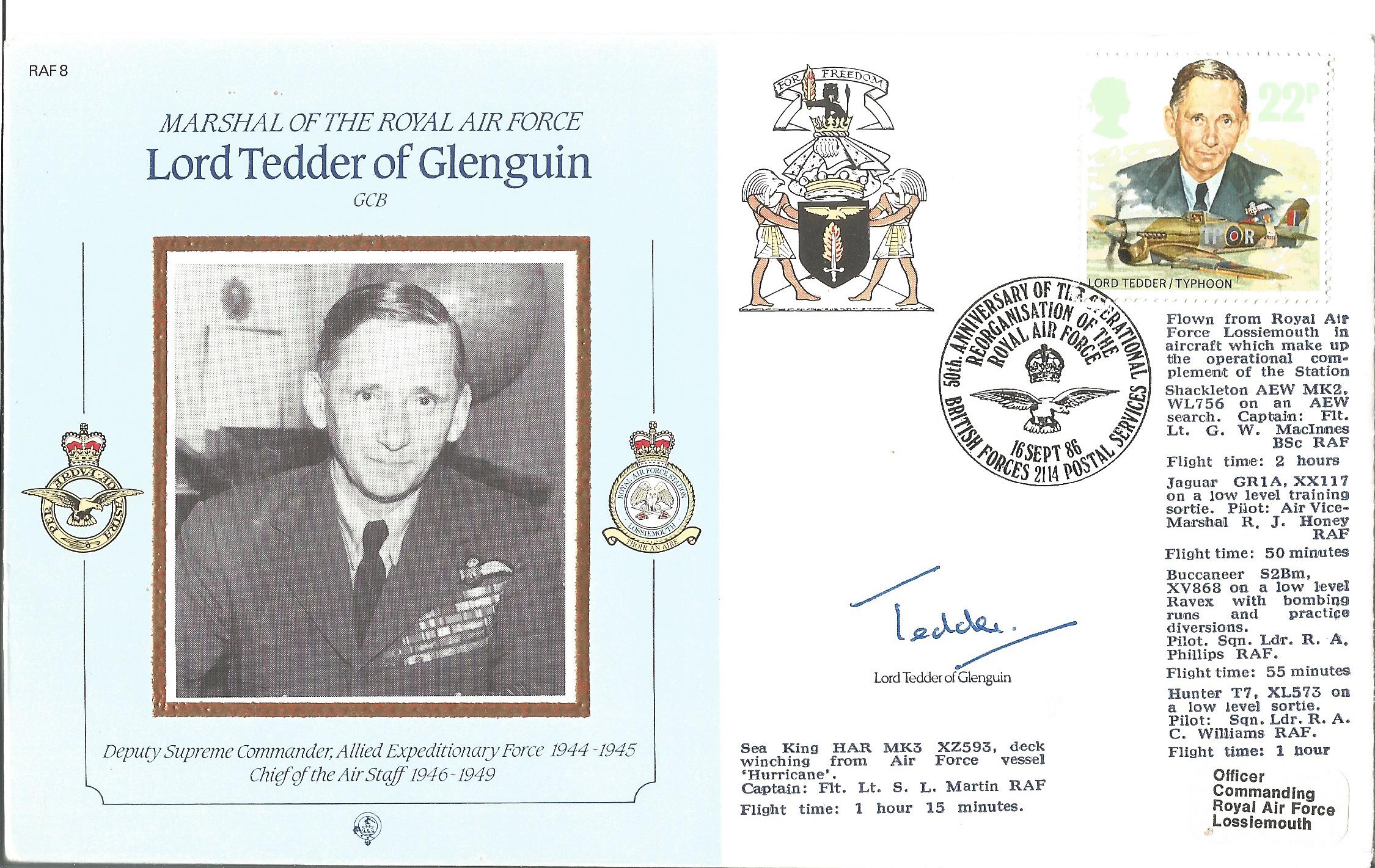 Tedder Lord Tedder of Glenguin signed Marshals of the Royal Air Force Lord Tedder of Glenguin Deputy