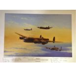 World War Two 25x33 print titled The Dambusters by the artist Gerald Coulson signed in pencil by the