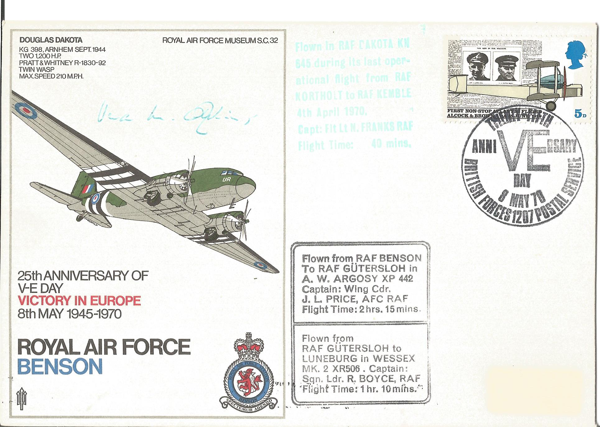 SOE Vera Atkins S. O. E. French Sectionsigned RAF Museum Cover SC32. 25th Anniversary of V E Day,