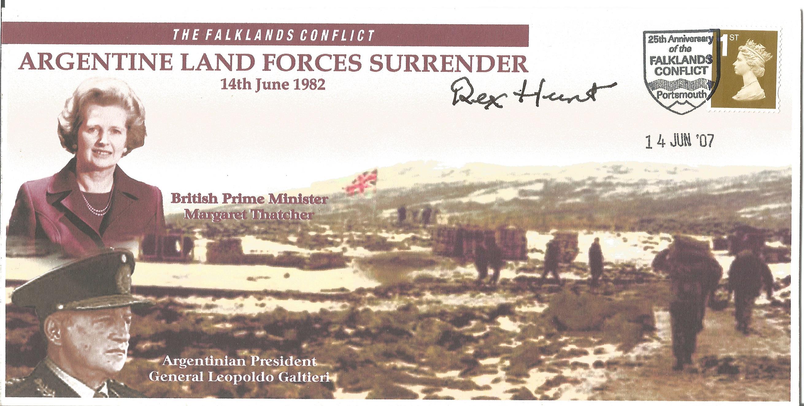 Falklands War Sir Rex Hunt CMG Governor and C in C The Falkland Islands 1982 signed Series Cover The