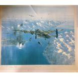 World War Two 26x32 print titled Sinking of the Tirpitz by the artist Gerald Coulson signed in