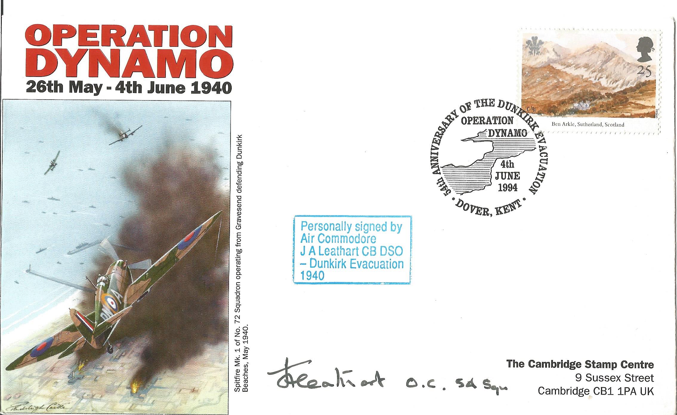 Air Cmdre. James Leathart CB, DSO No. 54 Sqn. signed Operation Dynamo, 26th May 4th June 1940. Cover