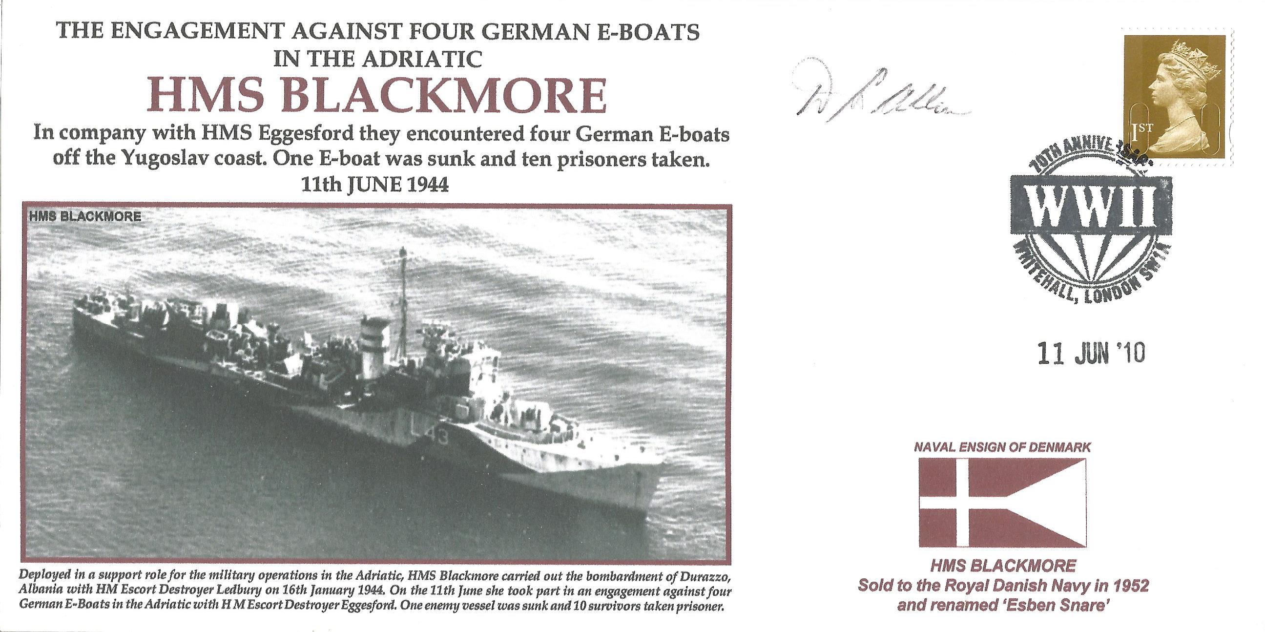 Dr. Donald S. Allen served with HMS Blackmore 1944 signed HMS Blackmore The Engagement against