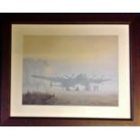 World War Two framed and mounted print 19x23 by the artist Gerald Coulson pictured is a Lancaster