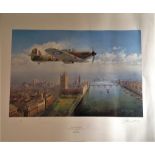 World War Two Print 30x24 titled Defenders of the Realm by the artist John Young signed by the