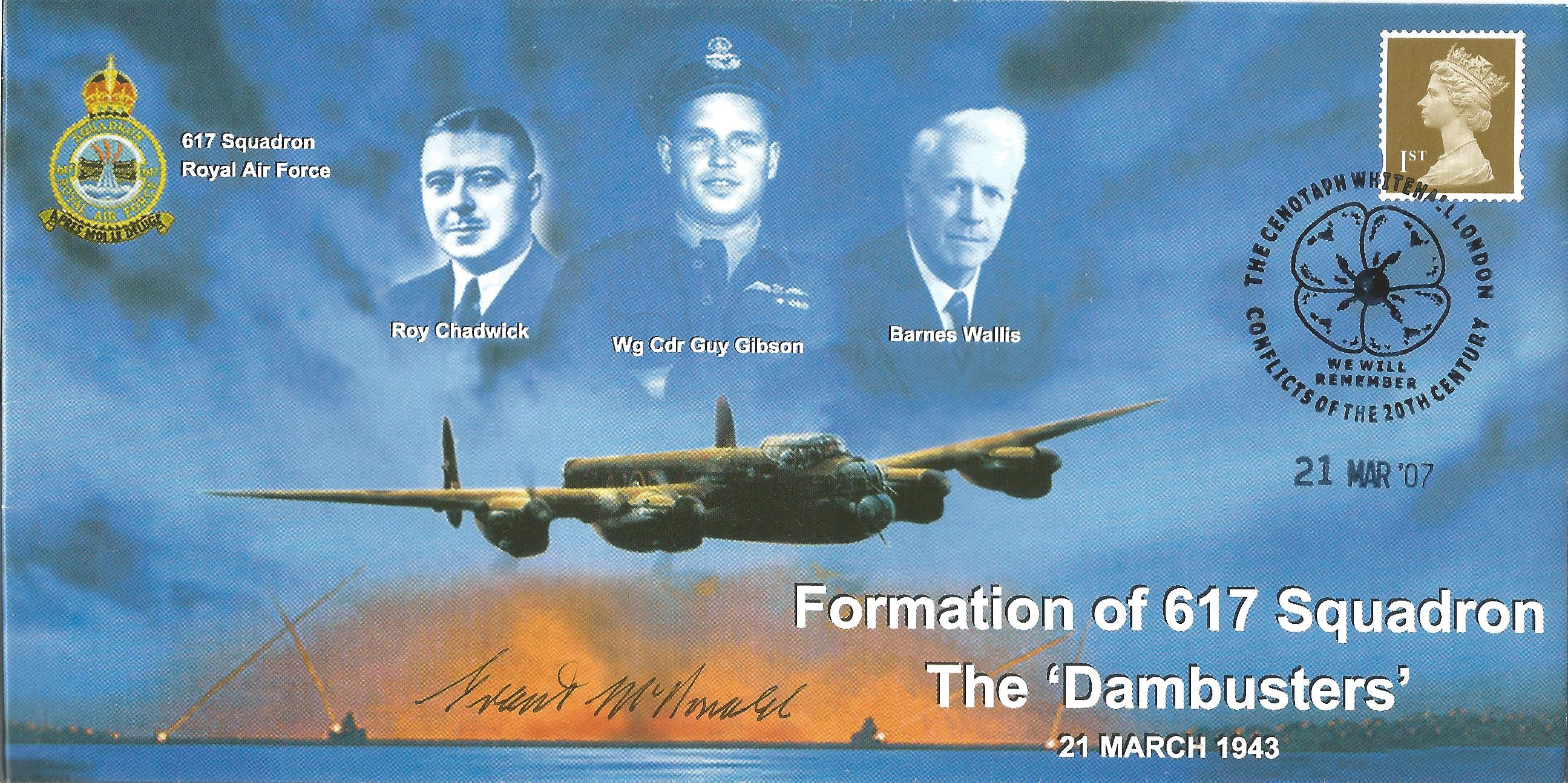 Dambusters Flt. Sgt. Grant McDonald signed. Formation of 617 Squadron The Dambusters, 21st March