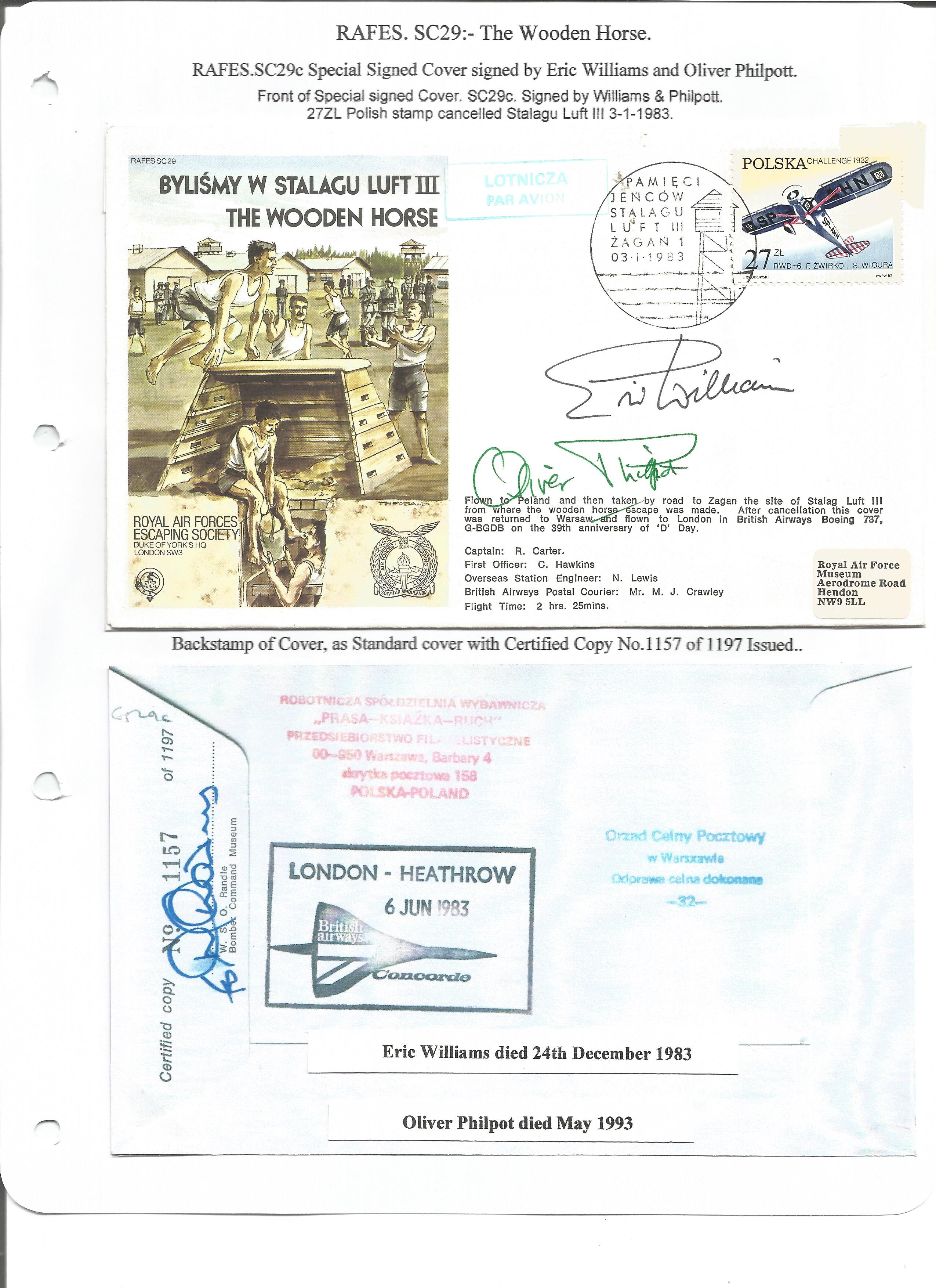 Eric Williams and Oliver Philpott signed special cover SC29c The Wooden Horse. 27zl Polish stamp