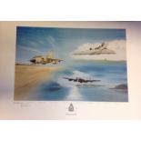 RAF association print approx 18x26 titled "50 YEARS FLY BY" by the artist John Larder signed in