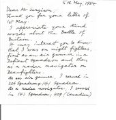 Battle of Britain Alfred Lammer 206 sqn handwritten note regarding his career in WW2. RAF WW2.