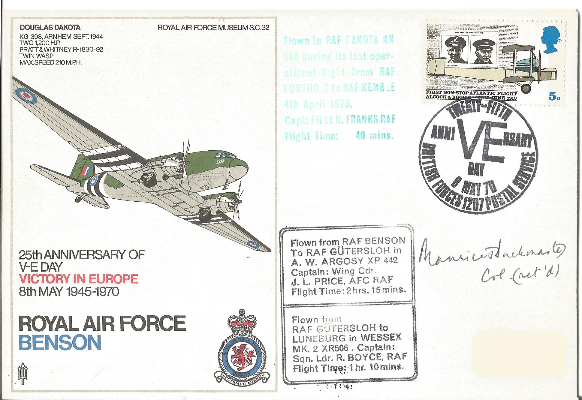 SOE Colonel Maurice Buckmaster S. O. E. Leader of French Section signed RAF Museum Cover SC32.