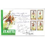 Seven Victoria Cross winners signed 1983 St Kitts Military Uniforms FDC. Signed by G Lama VC, J