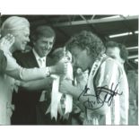 Kevin Kilkline signed 8x10 b/w photo pictured receiving the F.A Cup for Coventry City. Good