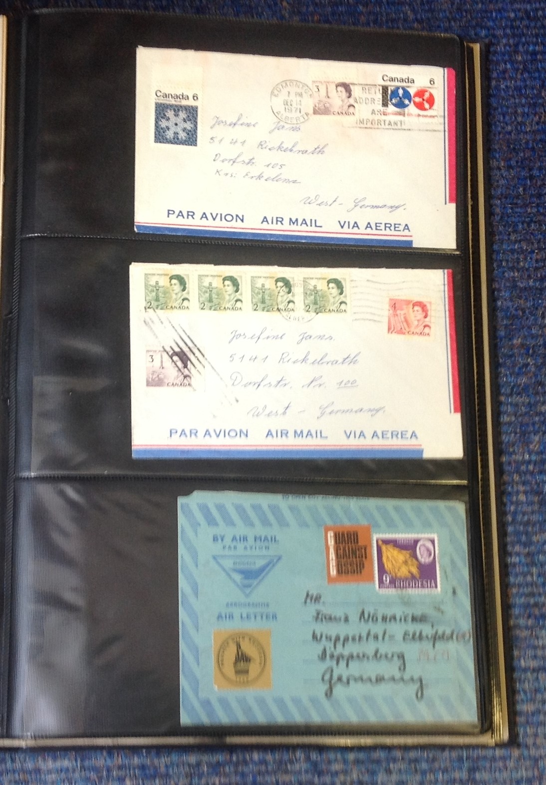 Postal collection. Contains 53 items. Including airmails with handwritten addresses, typed - Image 2 of 4