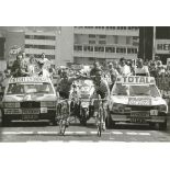 Autographed BERBARD HINAULT photo, a superb image depicting Hinault and Greg LeMond arm in arm as