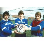 Autographed DAVID HARVEY / JOHN LUKIC photo, a superb image depicting the Leeds United goalkeepers