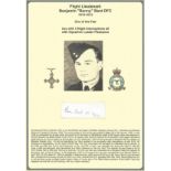Flight Lieutenant Benjamin "Benny" Bent DFC signature piece. WW2 RAF Battle of Britain pilot. Set