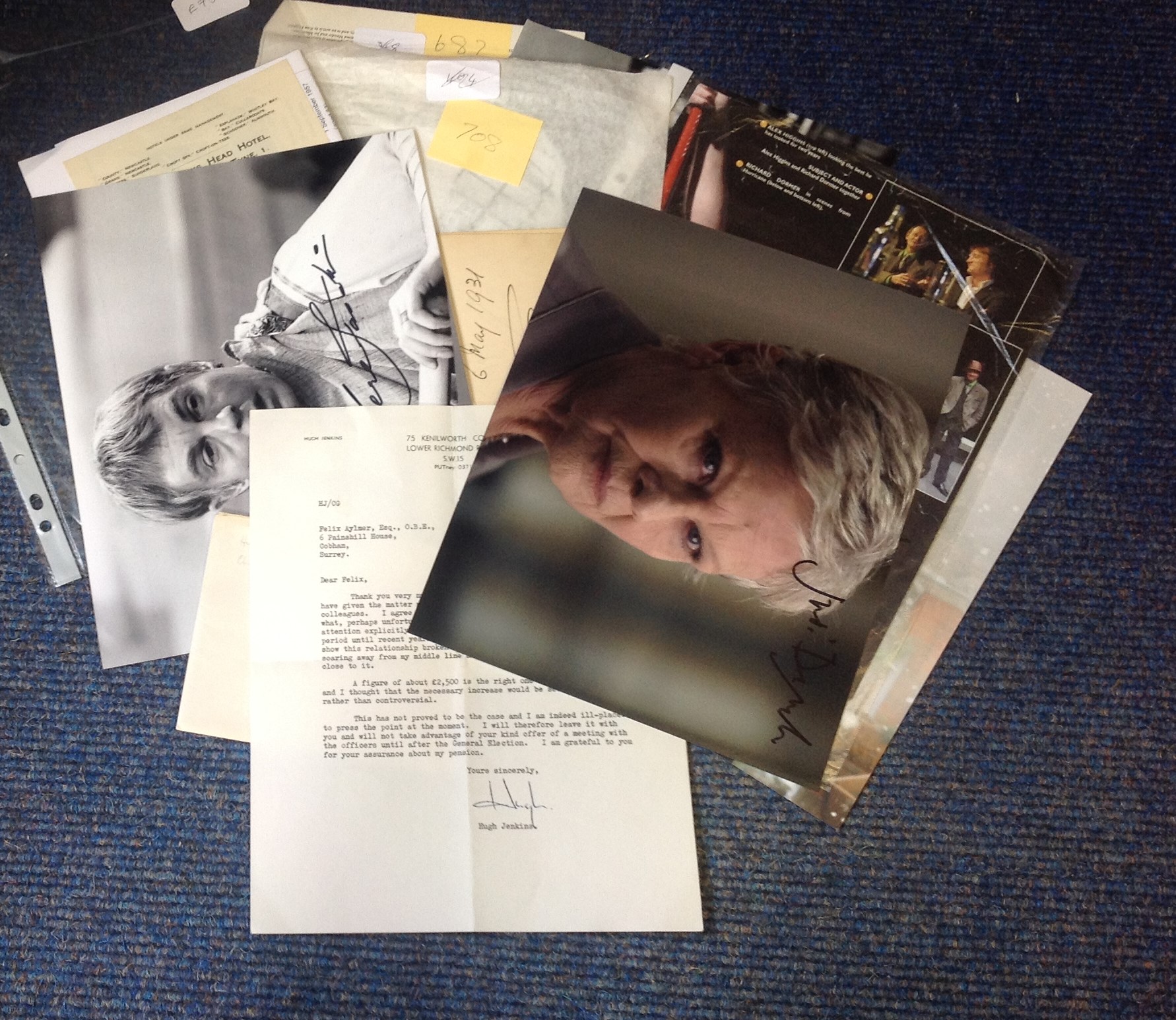 Assorted TV/film/music signed collection. Some of names included are Helen Haye, Judi Dench, Twiggy,