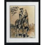 Roy Rogers signed photo. Framed and mounted to approx 16x12. Dedicated. Good Condition. All signed