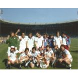 Geoff Pike signed 8x10 colour photo pictured with his West Ham team mates after their win in the