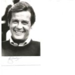 Roger Moore signed 6x3 b/w photo. Good Condition. All signed pieces come with a Certificate of