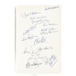 Multi signed George Best the good, the bad and the bubbly hardback book. Signed by 13. Some of names