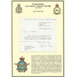 Group Captain John Hamar "Johnnie" Hill CBE MiD typed signed letter. WW2 RAF Battle of Britain