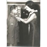 Keith Payne black and white photo being awarded the Victoria Cross by the Queen in 1970. Good