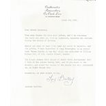Battle of Britain pilot Tony Bartley typed signed letter regarding 92 sqn pilots. From Battle of