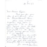 Battle of Britain pilot J Gardiner 141sqn hand written letter regarding 141 sqn flying Defiants.