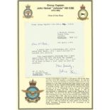 Group Captain John Hamar "Johnnie" Hill CBE MiD typed signed letter. WW2 RAF Battle of Britain