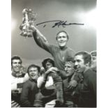 Ron "Chopper "Harris signed 10x8 b/w photo picture celebrating with the F.A Cup with Chelsea. Good