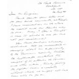 Battle of Britain pilot Alan Murray hand written letter regarding the error in Goering switching