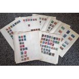 European stamp collection 12 album pages mainly dating pre 1950s countries include Greece, Italy,
