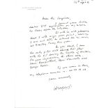 Battle of Britain pilot Henry Lafont hand written letter regarding flying with 615 Sqn. From