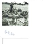 D Day Piper Bill Millin signed 6 x 4 photo playing to troops. From Battle of Britain Historian Ted