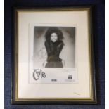 Natalie Cole signed b/w photo. Mounted and framed to approx 16x12. dedicated. Good Condition. All