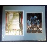 Yaya Toure signed colour Man City photo mounted alongside cover of the 2011 FA cup programme. Approx