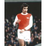 Alan Hudson signed 10x8 colour photo pictured playing for Arsenal. Good Condition. All signed pieces